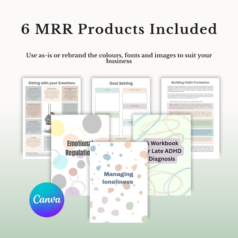 PLR MRR Therapy Worksheets Canva Templates