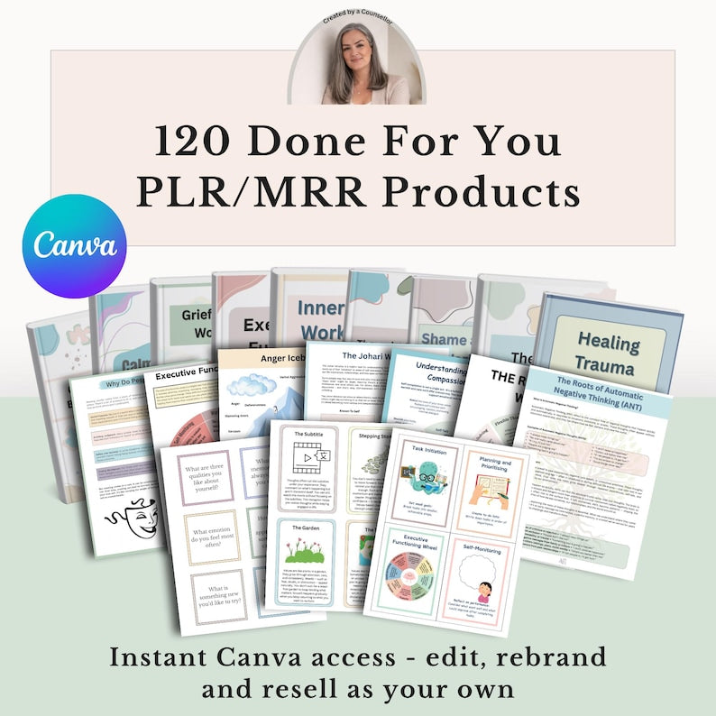 PLR MRR Therapy Worksheets Canva Templates